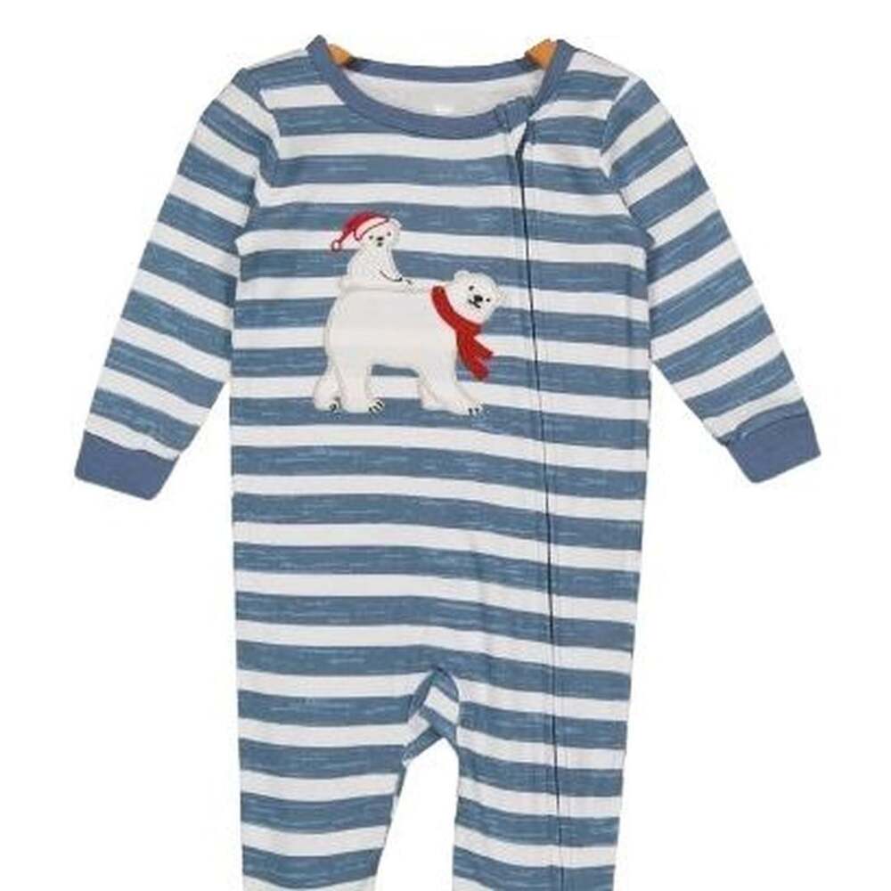 Koala Baby Embroidered Polar Bear Striped Footed Romper
